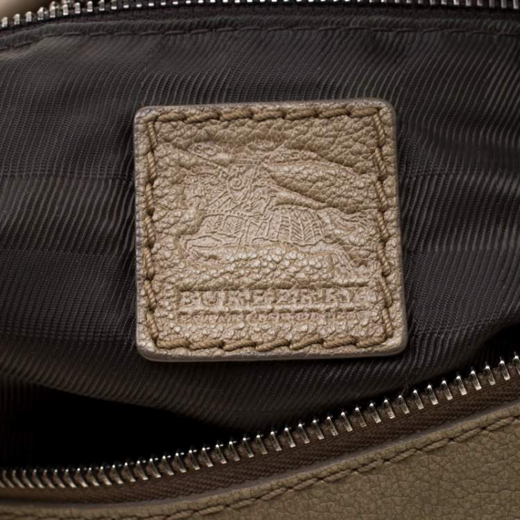 Pre Owned Burberry Khaki Leather Shoulder Bag