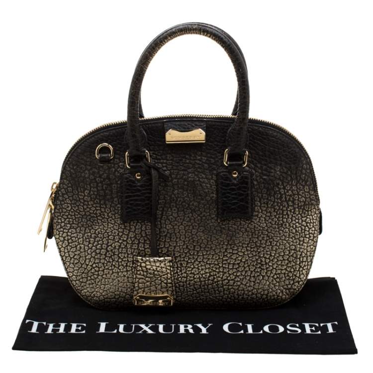 Pre Owned Burberry Gold/Black Ombre Leather Small Orchard Bowler Bag