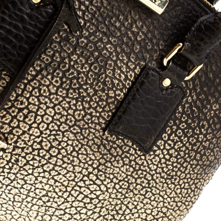 Pre Owned Burberry Gold/Black Ombre Leather Small Orchard Bowler Bag