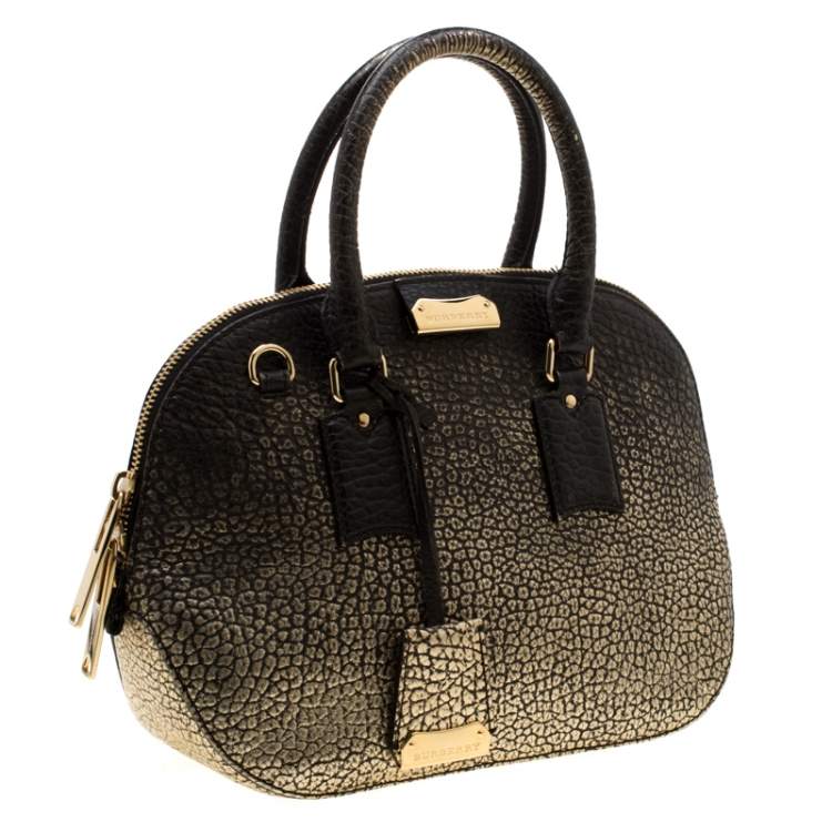 Pre Owned Burberry Gold/Black Ombre Leather Small Orchard Bowler Bag