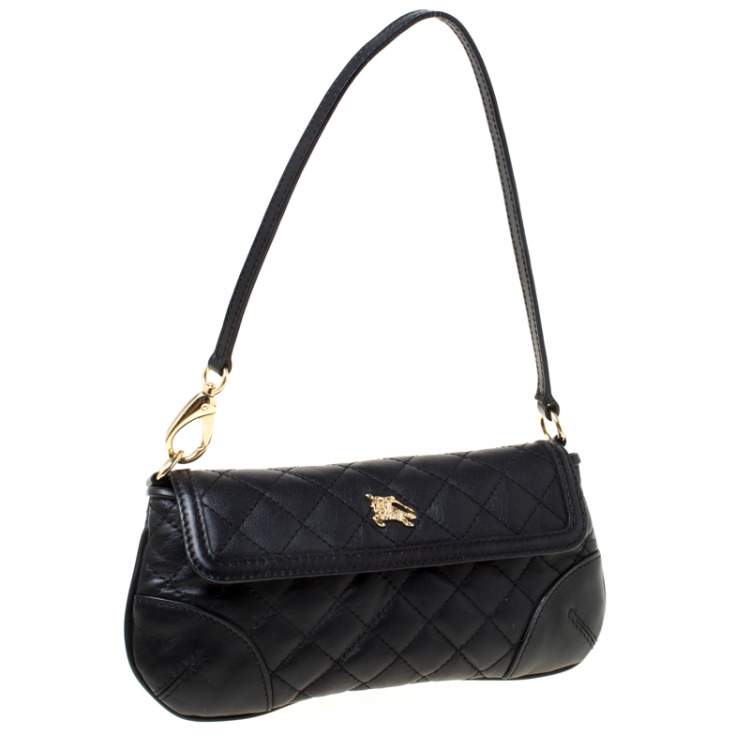 Pre Owned Burberry Black Quilted Leather Pochette