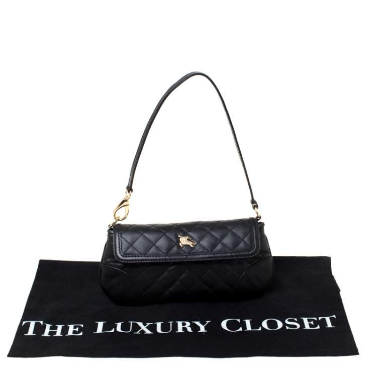 Pre Owned Burberry Black Quilted Leather Pochette