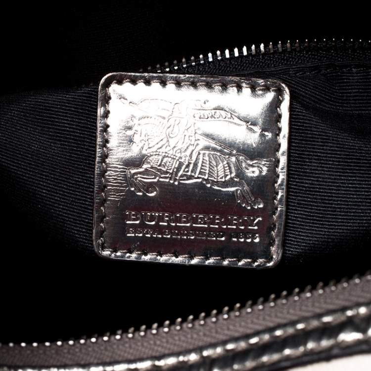 مملوكة مسبقًا Burberry Beige/Metallic Nova Check Coated Canvas and Patent Leather Applique Bag