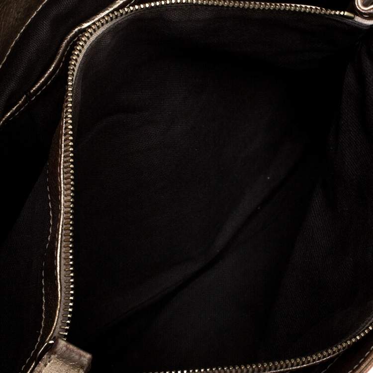 Pre Owned Burberry Beige/Gold Haymarket Check Coated Canvas and Leather Bridle Tote