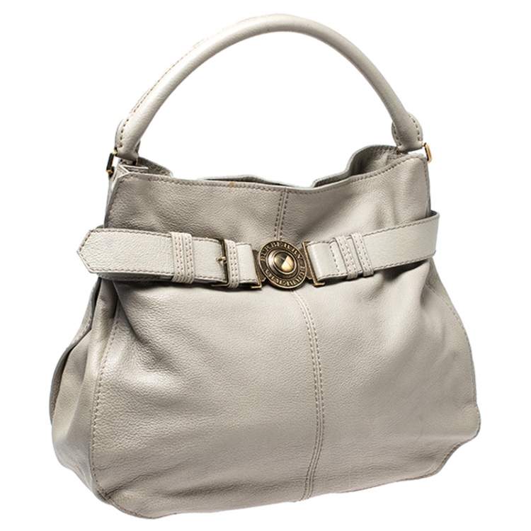 Pre Owned Burberry Grey Leather Lambeth Hobo