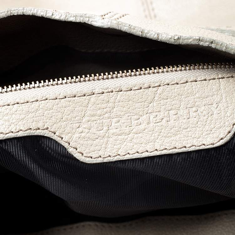 Pre Owned Burberry Grey Leather Lambeth Hobo