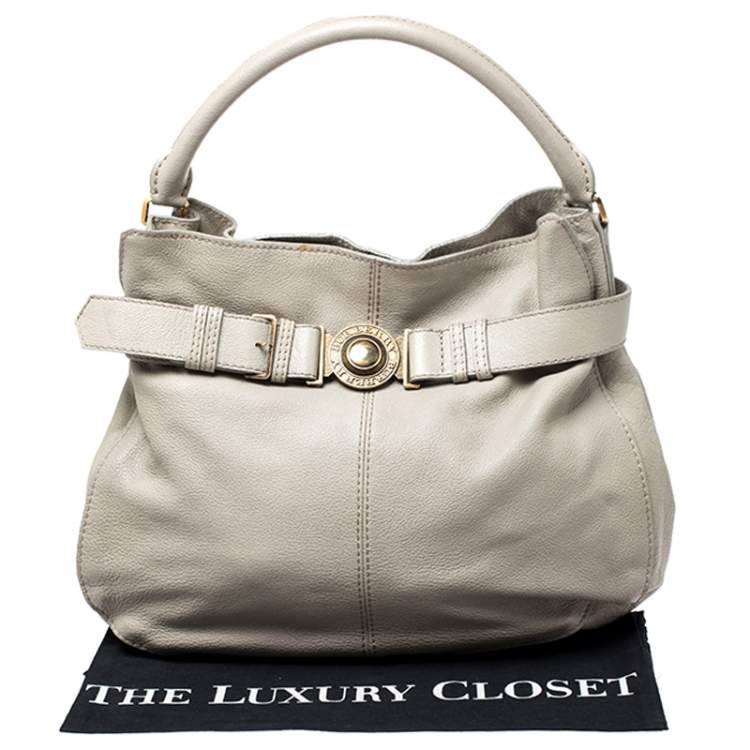 Pre Owned Burberry Grey Leather Lambeth Hobo