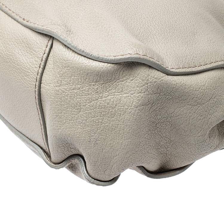 Pre Owned Burberry Grey Leather Lambeth Hobo