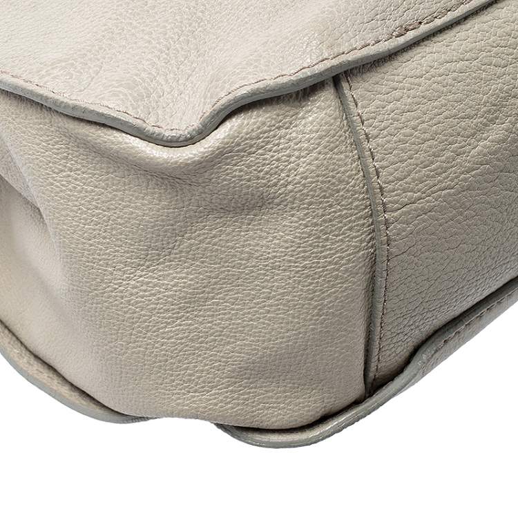 Pre Owned Burberry Grey Leather Lambeth Hobo