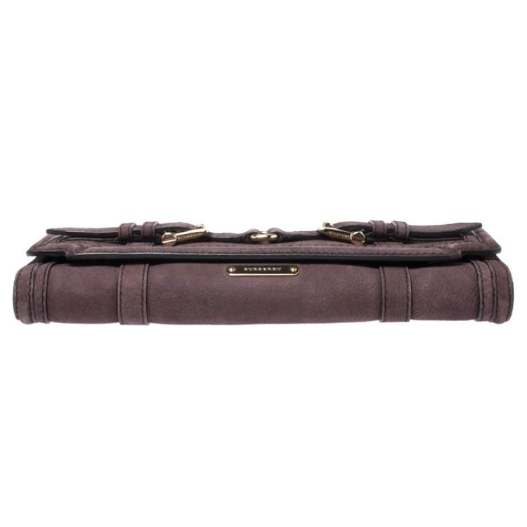 Pre Owned Burberry Dark Purple Nubuck Leather Margot Clutch