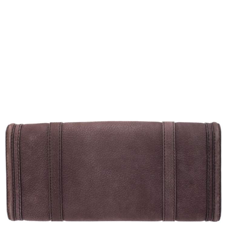 Pre Owned Burberry Dark Purple Nubuck Leather Margot Clutch