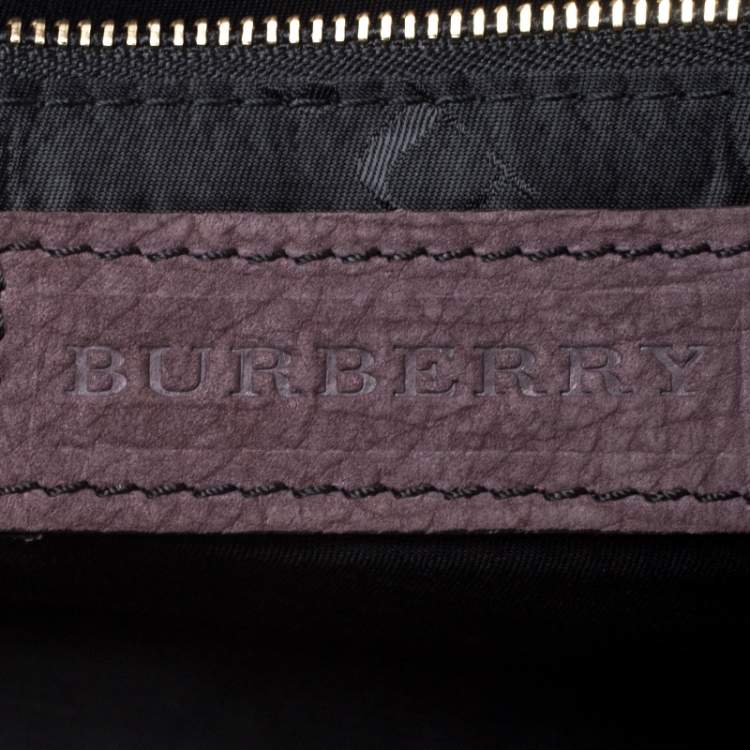 Pre Owned Burberry Dark Purple Nubuck Leather Margot Clutch