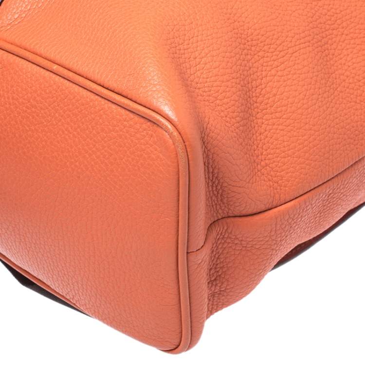 Pre Owned Burberry Orange Leather Hook Flap Backpack