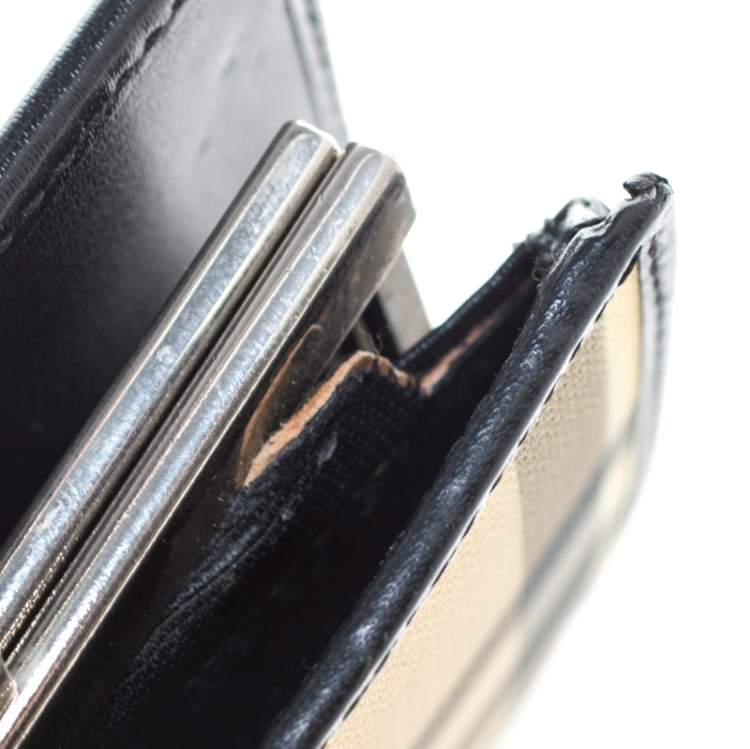 Pre Owned Burberry Beige/Black House Check Canvas Bifold Wallet