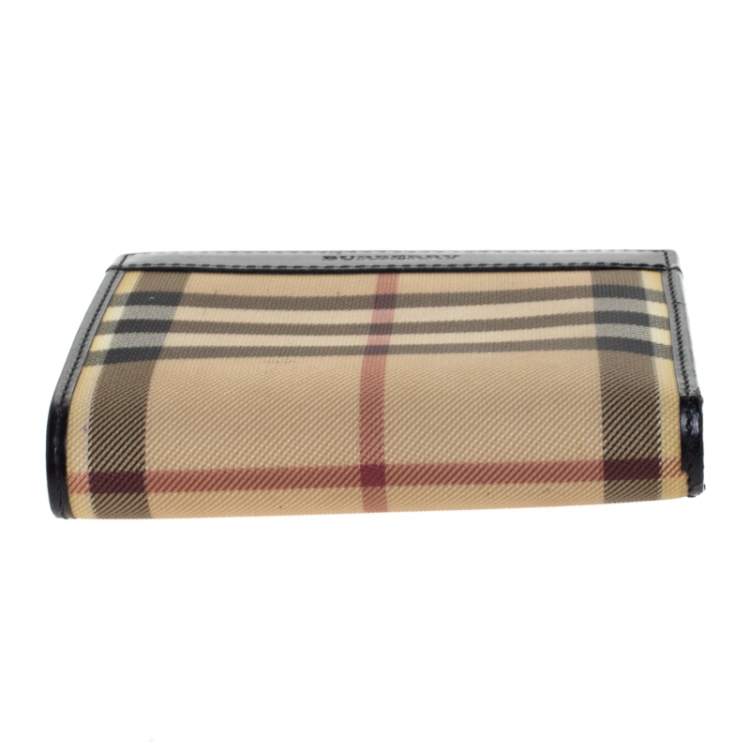 Pre Owned Burberry Beige/Black House Check Canvas Bifold Wallet