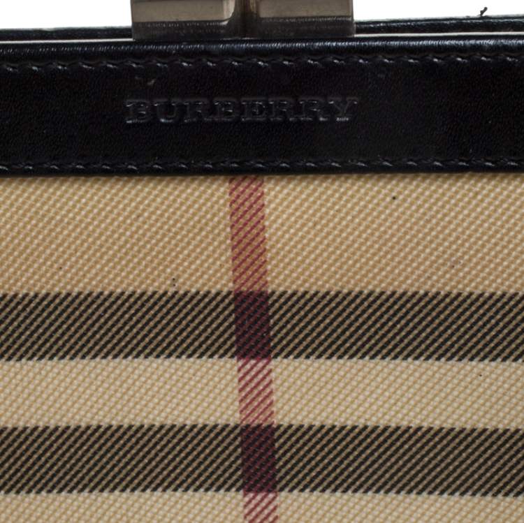 Pre Owned Burberry Beige/Black House Check Canvas Bifold Wallet
