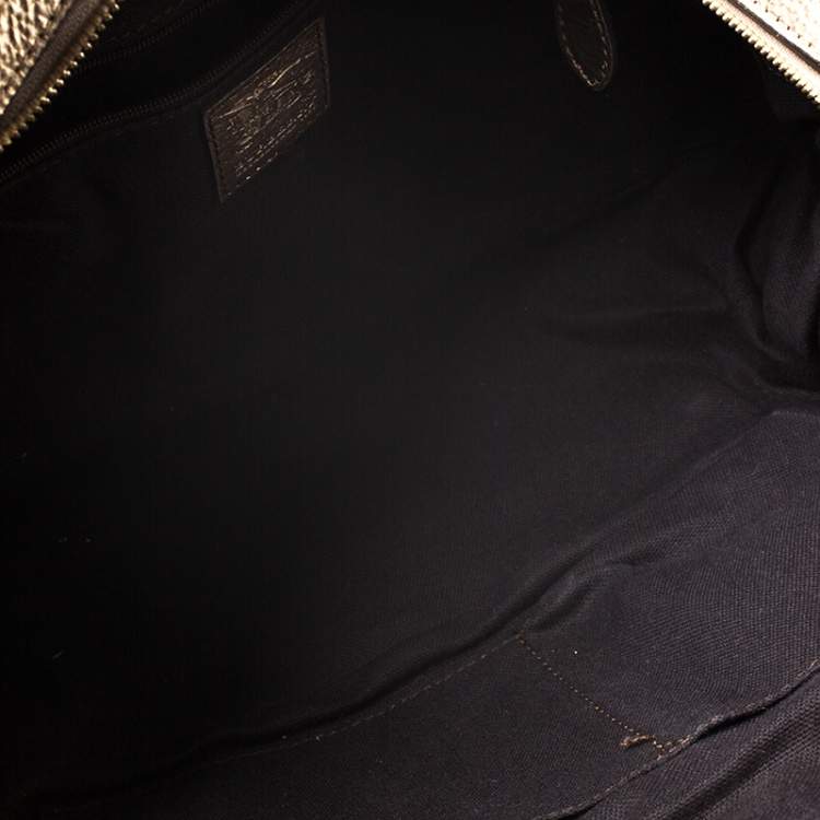 مملوكة مسبقًا Burberry Gold/Beige Haymarket Check Coated Canvas Ashbury Satchel