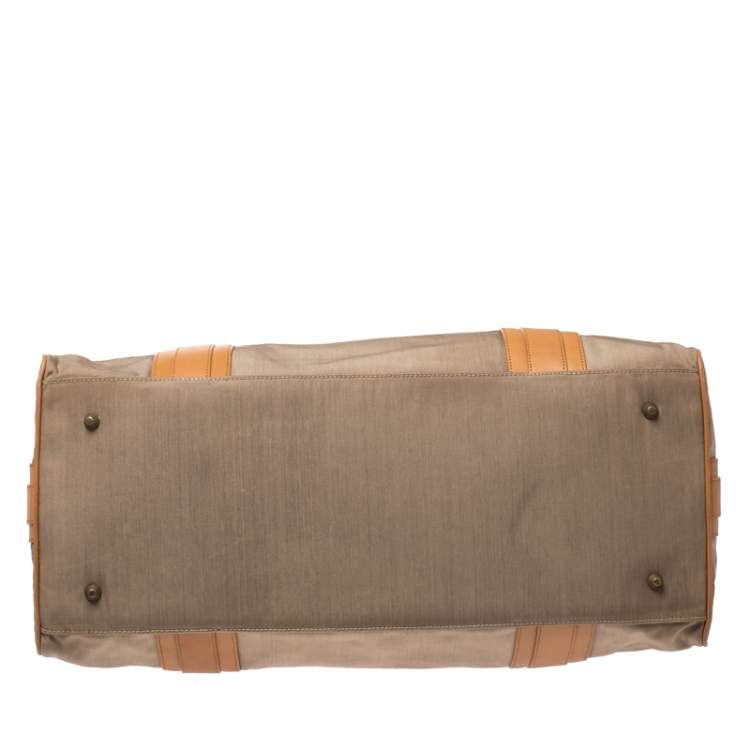 Pre Owned Burberry Light Brown Canvas and Leather Duffle Bag