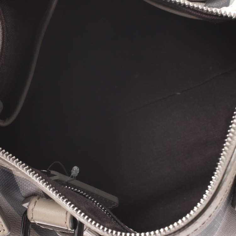 Pre Owned Burberry Grey Smoked Check PVC Small Chester Boston Bag
