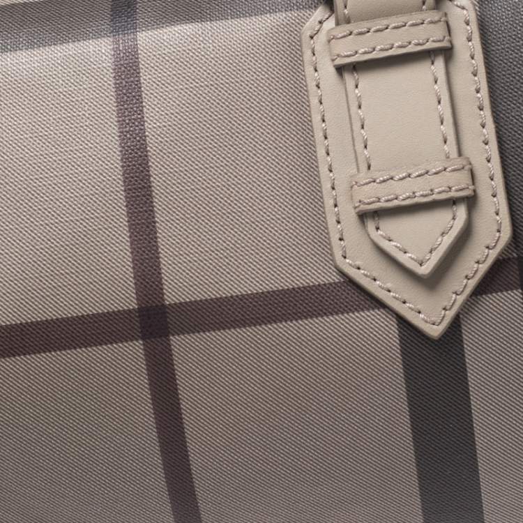Pre Owned Burberry Grey Smoked Check PVC Small Chester Boston Bag