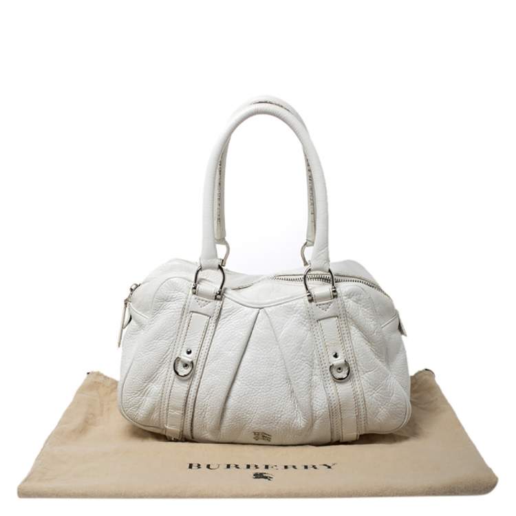 Pre Owned Burberry White Leather Ashbury Satchel
