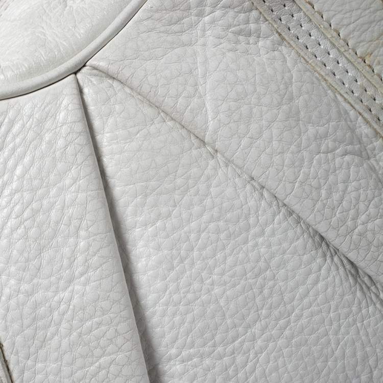 Pre Owned Burberry White Leather Ashbury Satchel
