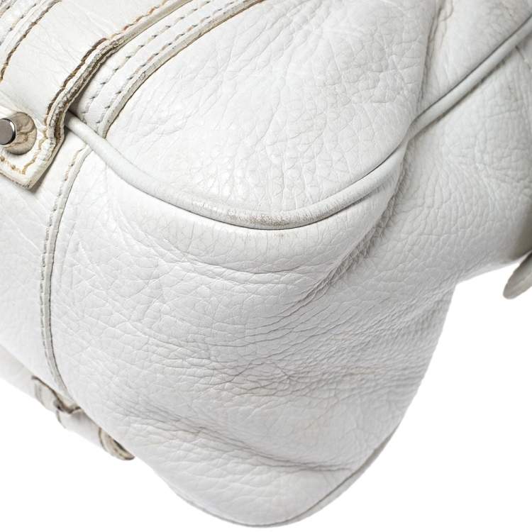 Pre Owned Burberry White Leather Ashbury Satchel
