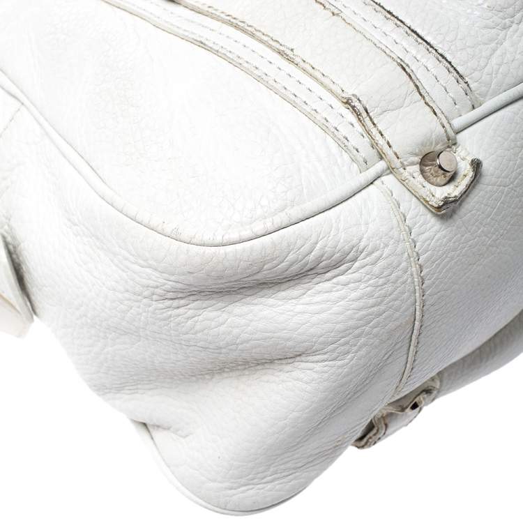 Pre Owned Burberry White Leather Ashbury Satchel