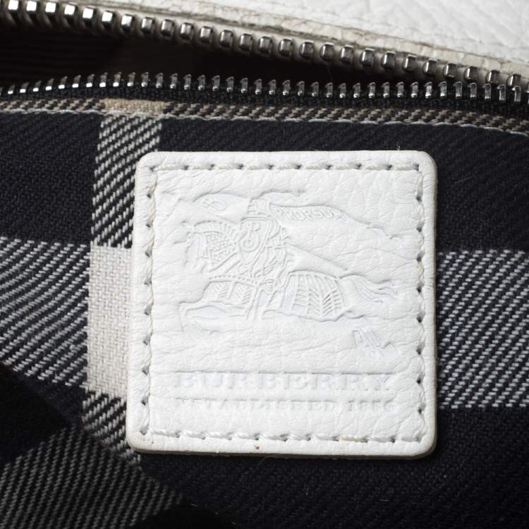 Pre Owned Burberry White Leather Ashbury Satchel