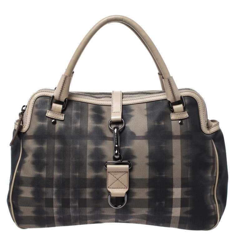 Burberry Off White/Black Smoked Check Coated Canvas and Leather Chain Lock  Bowling Bag Burberry | TLC