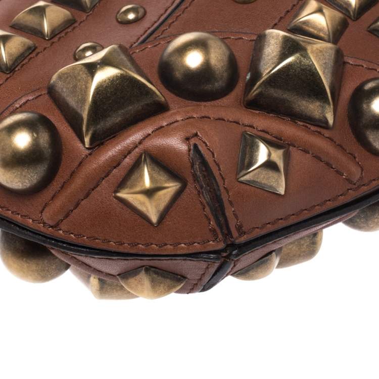 Pre Owned Burberry Brown Studded Leather Prorsum Cadet Sling Bag