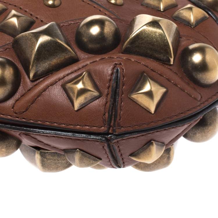 Pre Owned Burberry Brown Studded Leather Prorsum Cadet Sling Bag