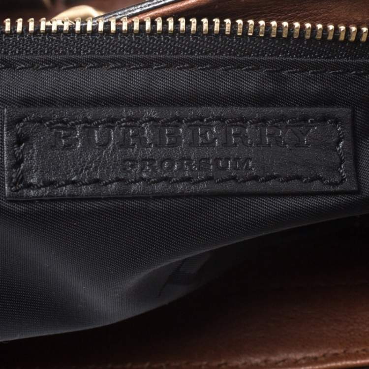 Pre Owned Burberry Brown Studded Leather Prorsum Cadet Sling Bag