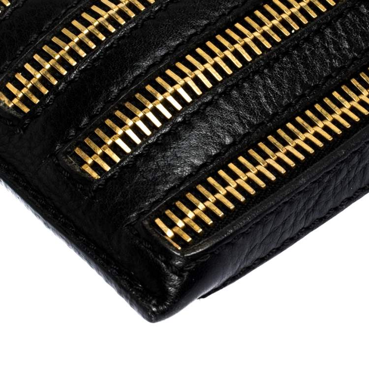 Pre Owned Burberry Black Leather Wristlet Clutch
