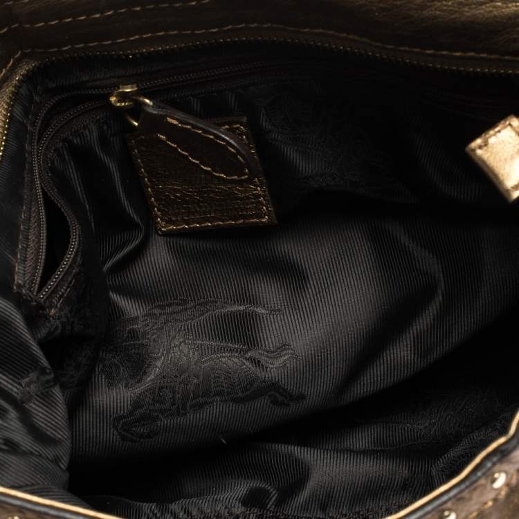 Pre Owned Burberry Gold Leather Hartley Hobo