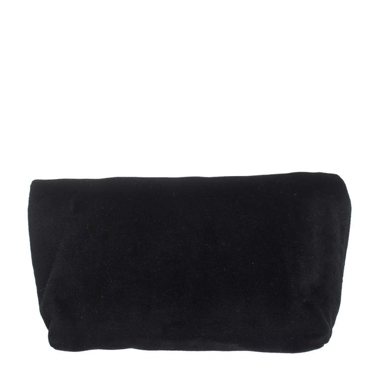 Pre Owned Burberry Black Velvet Crystal Embellished Pin Clutch