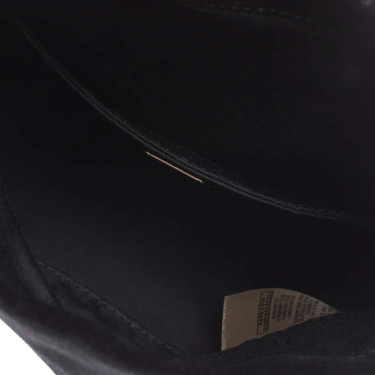 Pre Owned Burberry Black Velvet Crystal Embellished Pin Clutch