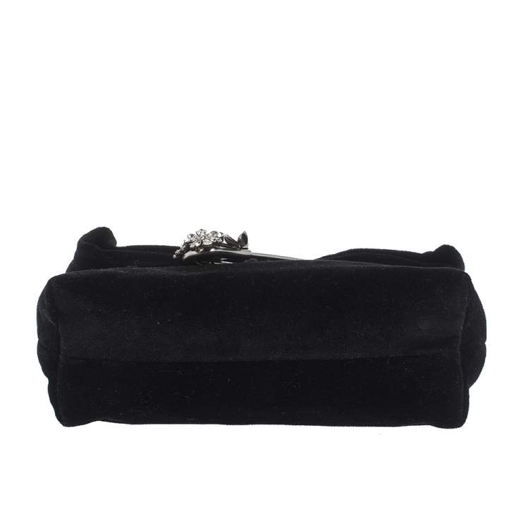 Pre Owned Burberry Black Velvet Crystal Embellished Pin Clutch