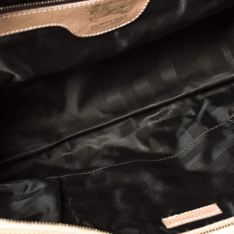 مملوكة مسبقًا Burberry Beige Quilted House Check Canvas and Leather Manor Satchel