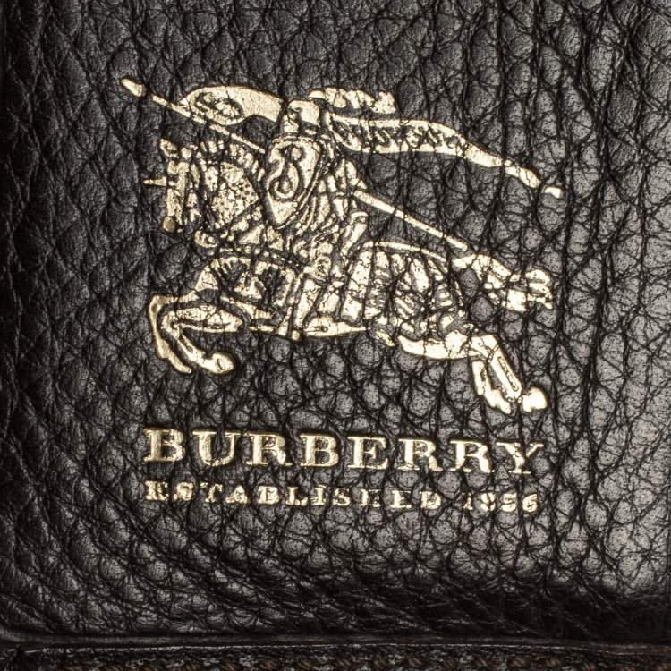 Pre Owned Burberry Brown/Beige Nova Check Canvas and Leather Buckle Compact Wallet