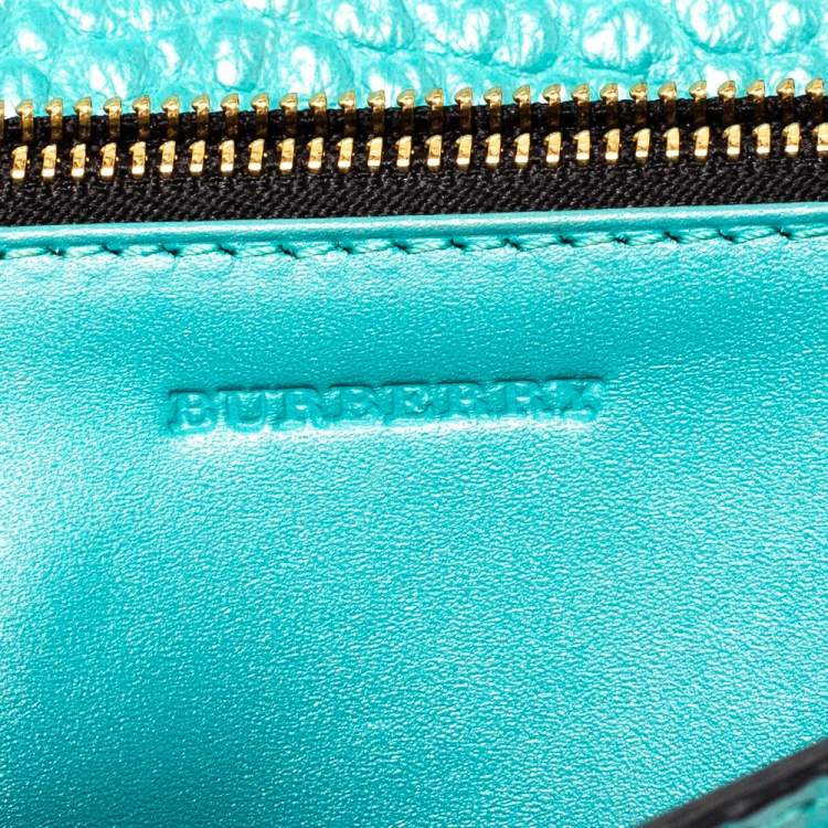 Pre Owned Burberry Turquoise Leather Madison Wallet on Chain