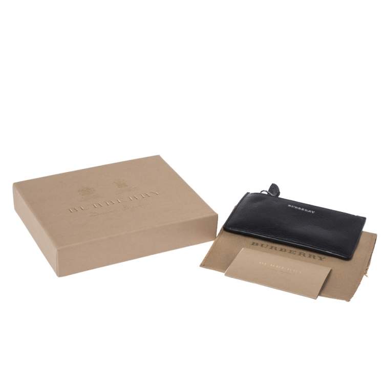 Pre Owned Burberry Black/Green Leather Alwyn Zip Card Holder