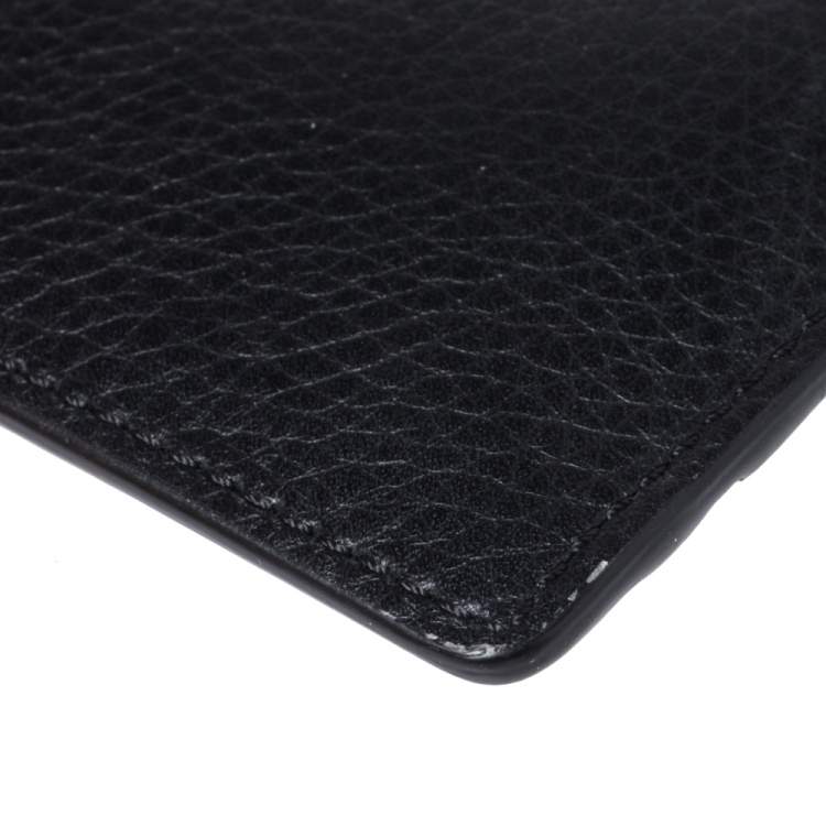Pre Owned Burberry Black/Green Leather Alwyn Zip Card Holder