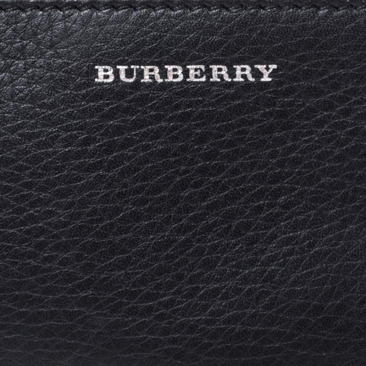 Pre Owned Burberry Black/Green Leather Alwyn Zip Card Holder