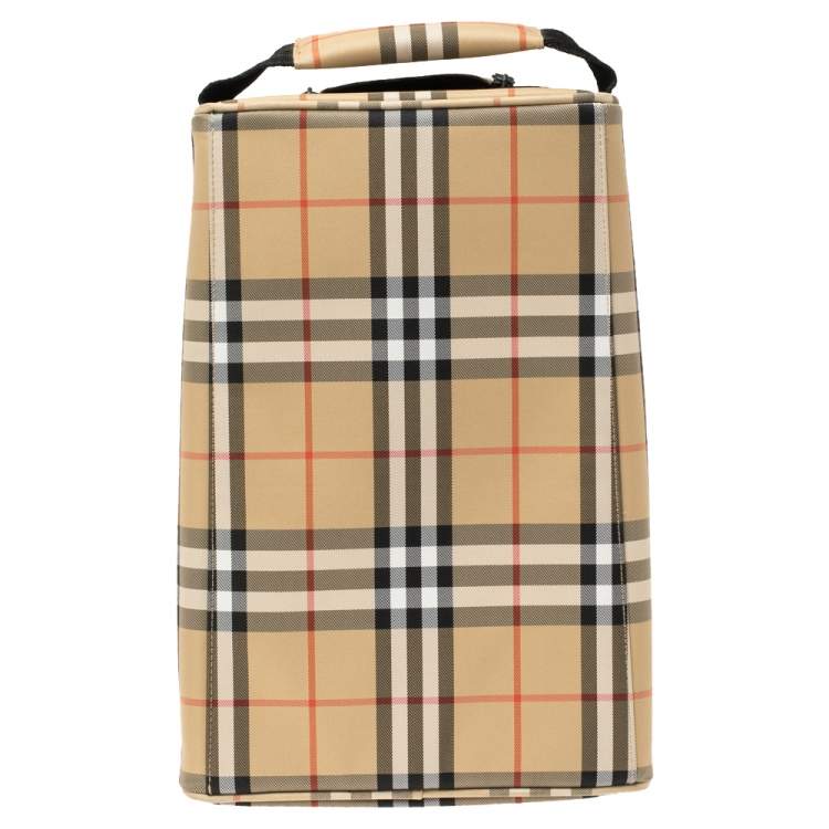 Pre Owned Burburry Golf Beige House Check Canvas Toiletry Bag