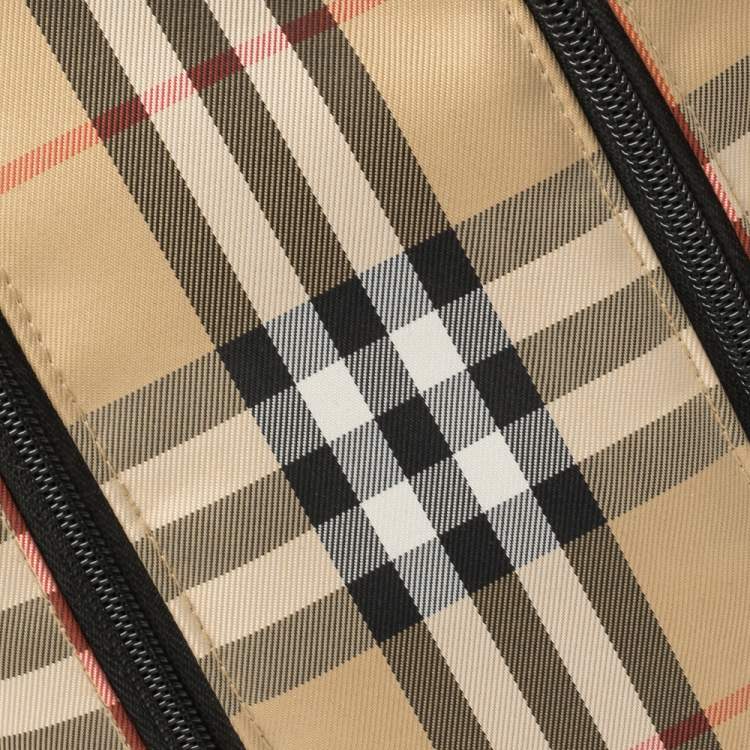 Pre Owned Burburry Golf Beige House Check Canvas Toiletry Bag