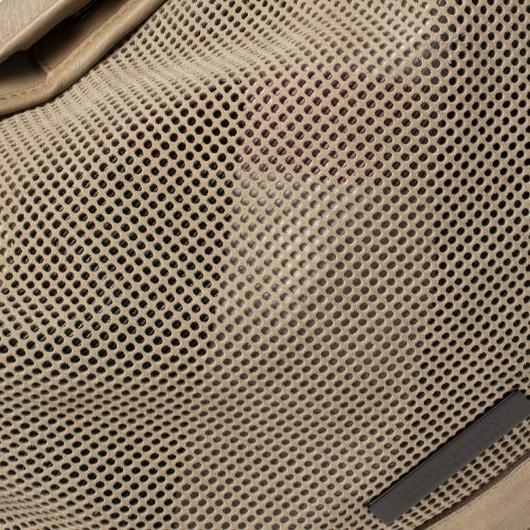 Pre Owned Burberry Beige Perforated Suede and Leather Oversized Hobo