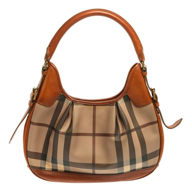 Burberry Brown/Smoke House Check Coated Canvas and Leather Small