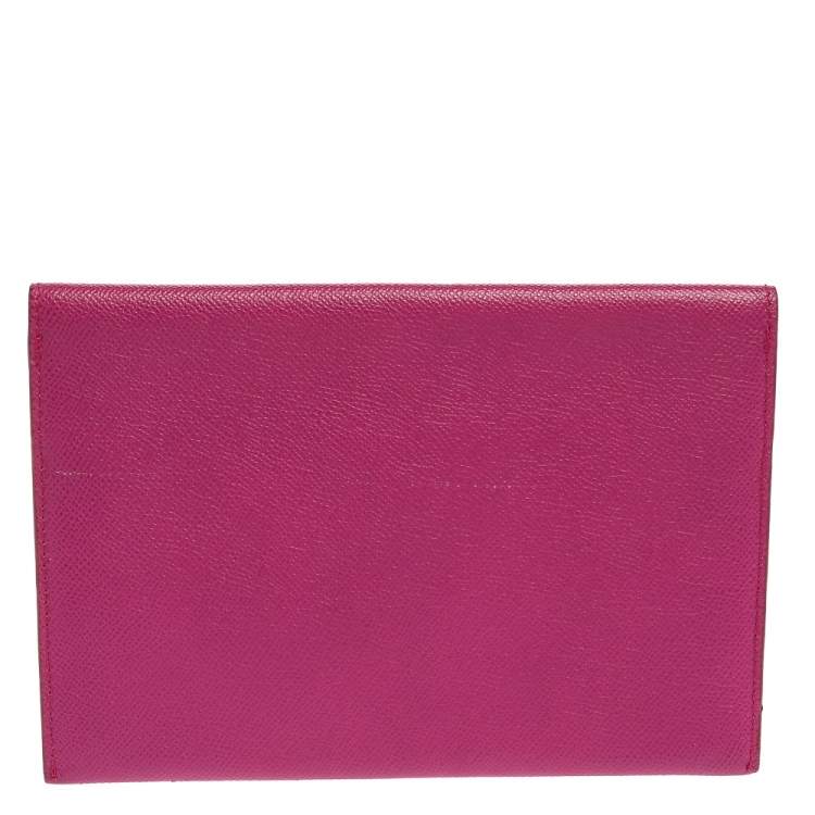 Pre Owned Burberry Fuchsia Leather Northchurch Clutch