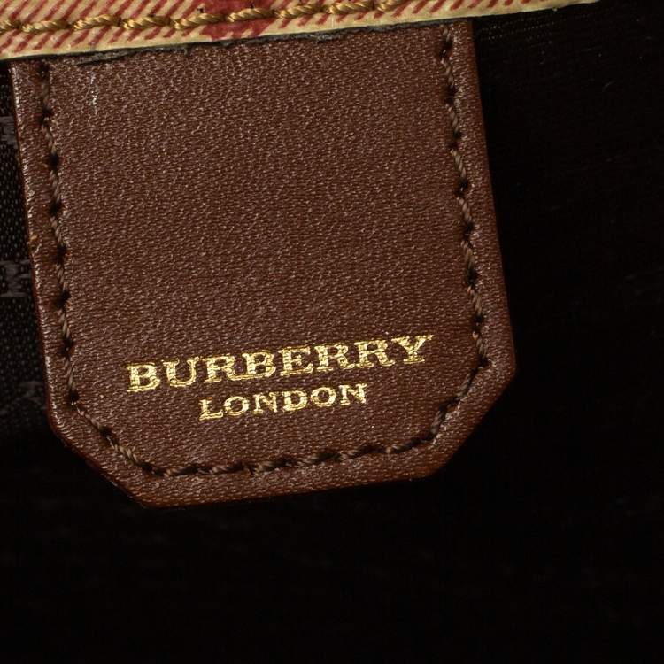 Pre Owned Burberry Beige/Brown Haymarket Check PVC and Leather Flap Oversized Clutch